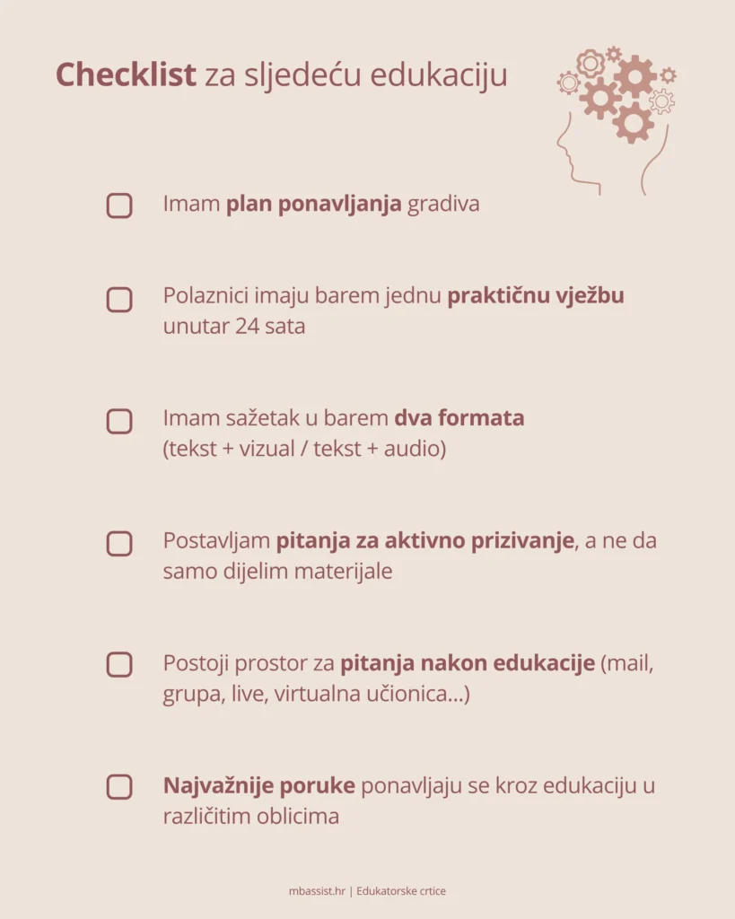 Kontrolni popis za edukatore – 6 točaka prije iduće edukacije